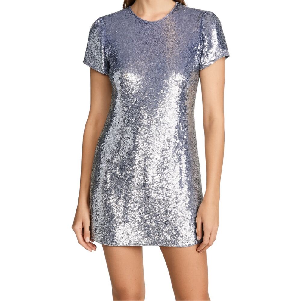 Vintage Naeem Khan Riazee Dress Sequin New Years Purple Silver Small